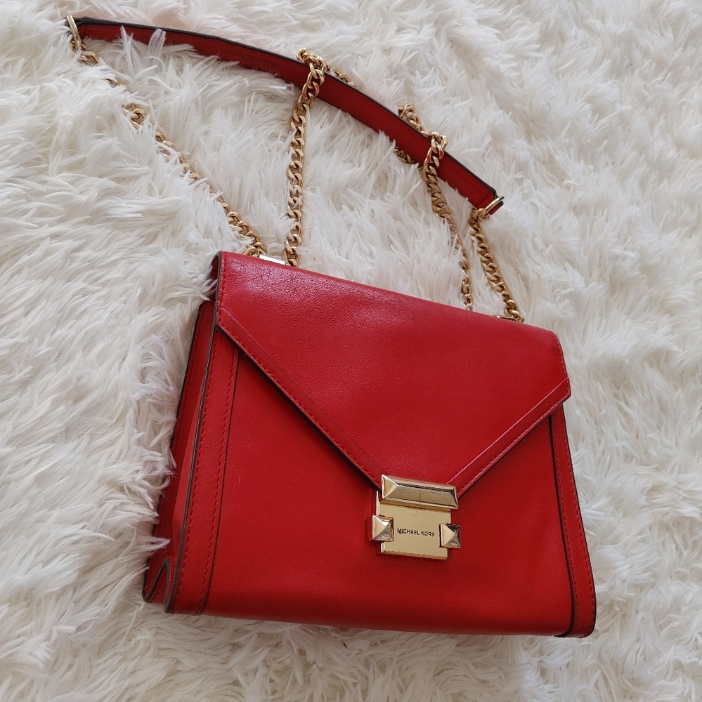 Michael Kors Whitney Red Leather Bag - Picture 14 of 16